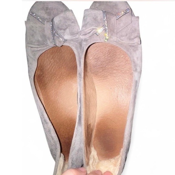 UGG Grey Rohan Suede Leather Bow Flats Shoes Size 8.5 - Picture 6 of 7